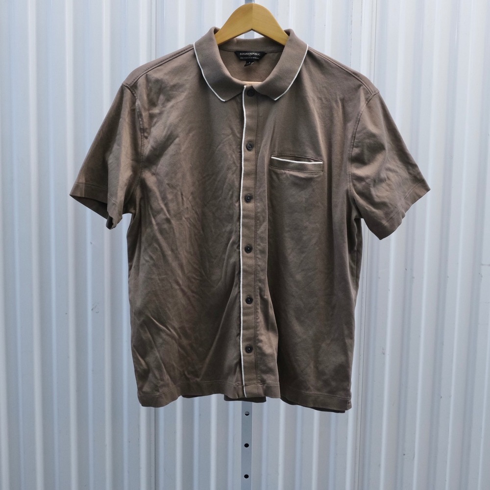 Banana Republic Button-Front Polo Shirt Men's Size Large Brown